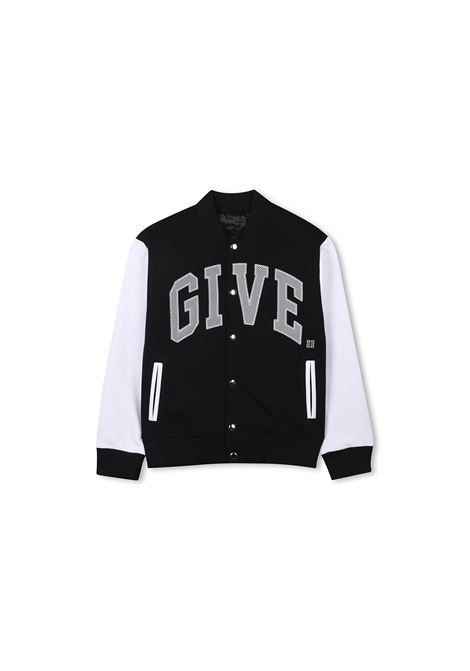 Bomber Nero e Bianco Con Logo Su Fronte e Retro GIVENCHY KIDS | H3070209B